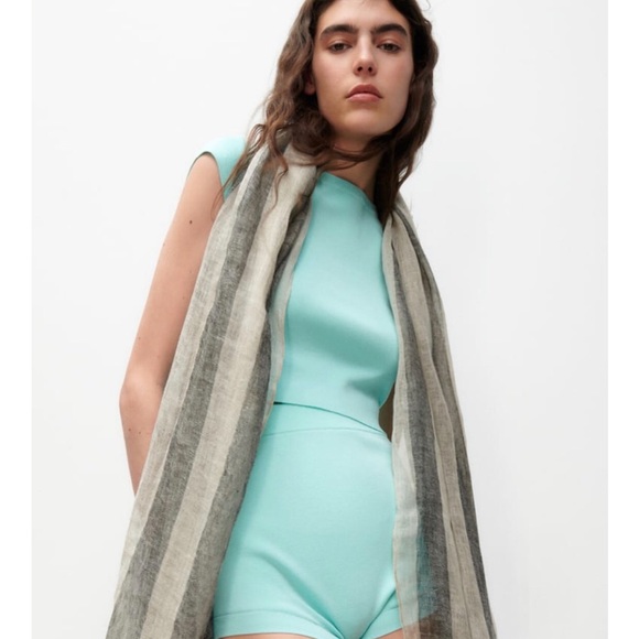 NWT ZARA LINEN STRIPED SCARF - Picture 4 of 7